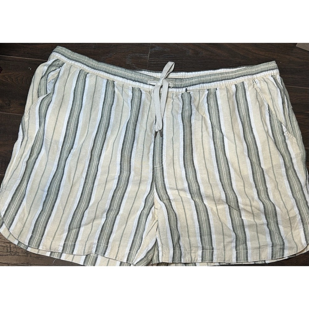 Terra & Sky Multi Stripe Pull-On Drawstring Linen Shorts Women's 3X Plus Size‎